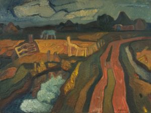 Rode landweg, 198081 - olieverf op doek, 75 x 100 cm - particuliere collectie